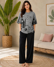 Grey Planet Printed Night suit