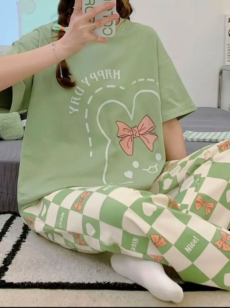 Happy day printed Night suit