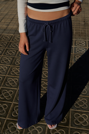Wide Pull-On Trouser | Navy Blue