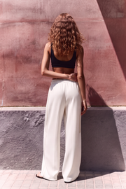 Women Tiro 3-Stripes Wide-leg Pleated Pants - Oat Milk