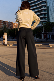 Women Smart Pocket Wide-leg Trouser - Black