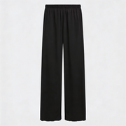 Women Wide-leg Trouser With Scalloped Edge - Black