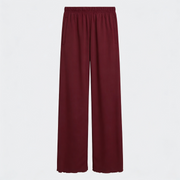 Women Wide-leg Trouser With Scalloped Edge - Maroon