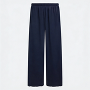 Women Wide-leg Trouser With Scalloped Edge - Navy Blue