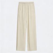 Women Wide-leg Trouser With Scalloped Edge - Oat Milk