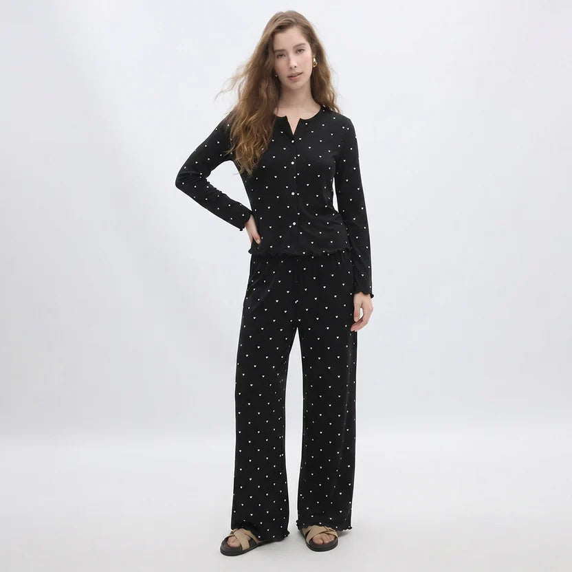 Wenim-Ivory Dream Set (Heart Printed) - Black