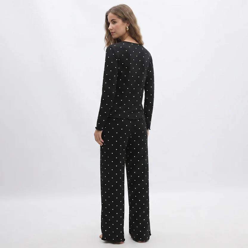 Wenim-Ivory Dream Set (Heart Printed) - Black
