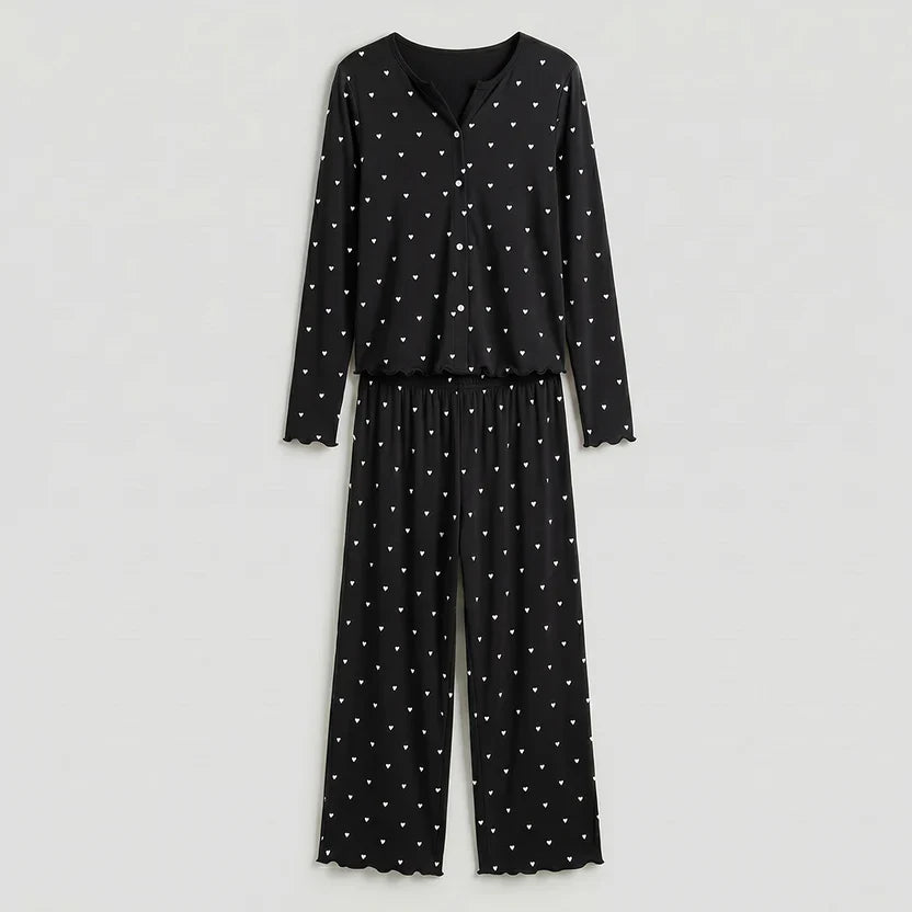 Wenim-Ivory Dream Set (Heart Printed) - Black