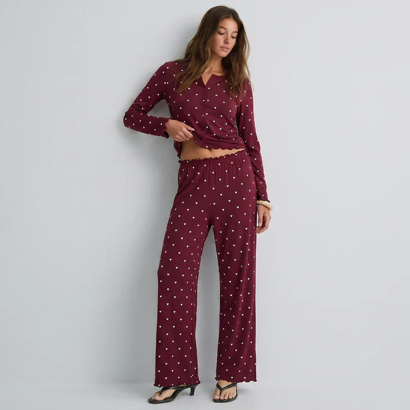 Wenim-Ivory Dream Set (Heart Printed) - Maroon