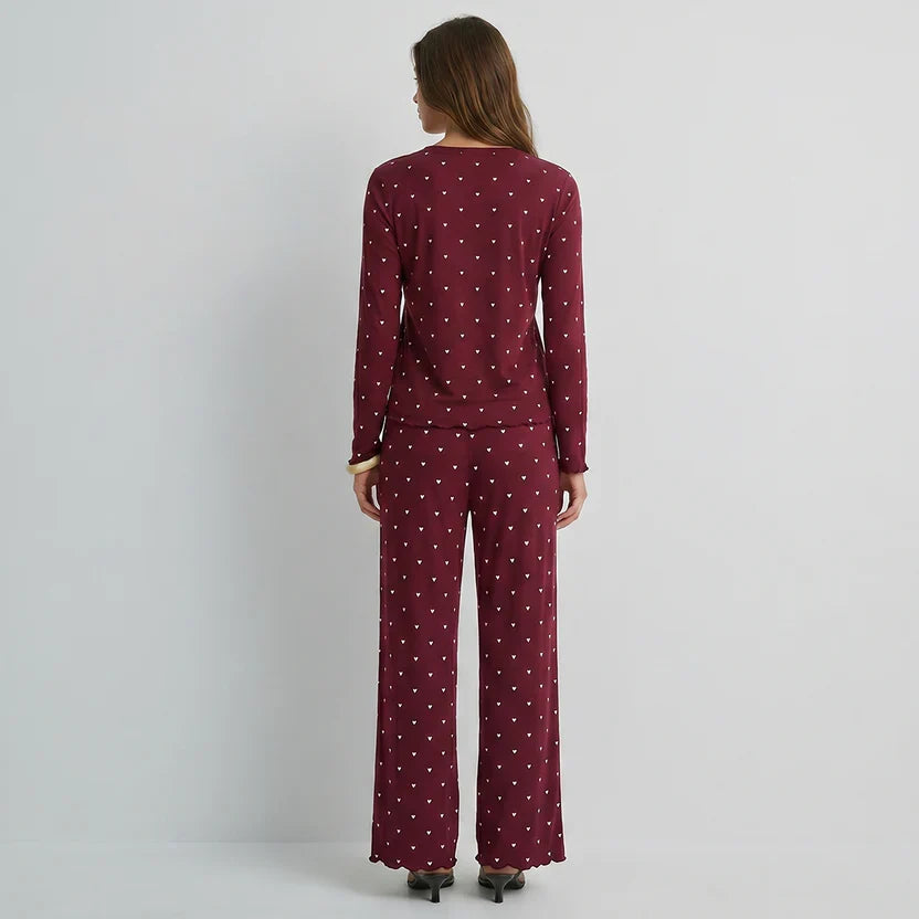 Wenim-Ivory Dream Set (Heart Printed) - Maroon