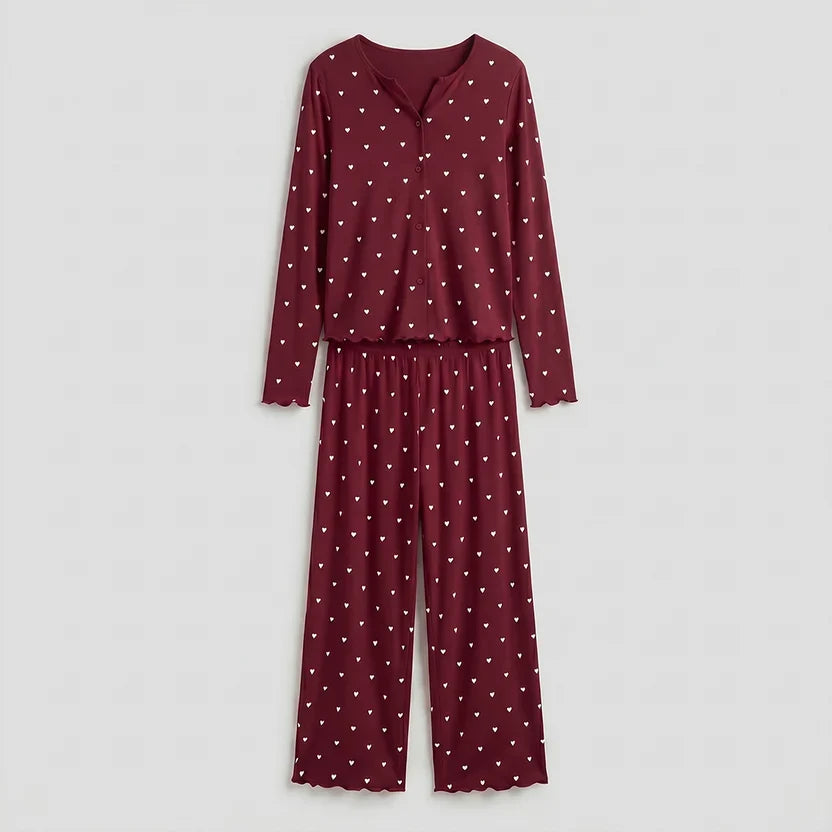 Wenim-Ivory Dream Set (Heart Printed) - Maroon