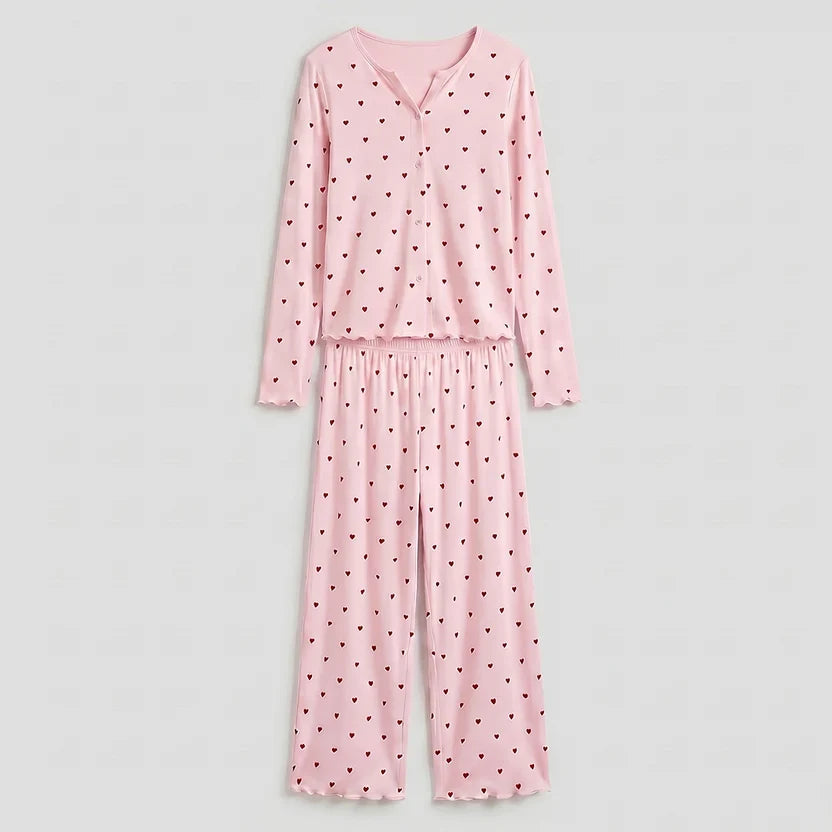 Wenim- Ivory Dream Set (Heart Printed) - Nude Pink