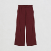 Women Wide-leg Plush Trouser With Trim Detail - Maroon