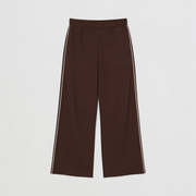 Women Wide-leg Plush Trouser With Trim Detail - Mocha