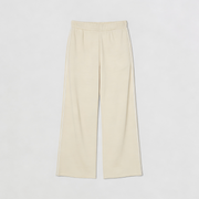 Women Wide-leg Plush Trouser With Trim Detail - Oat Milk