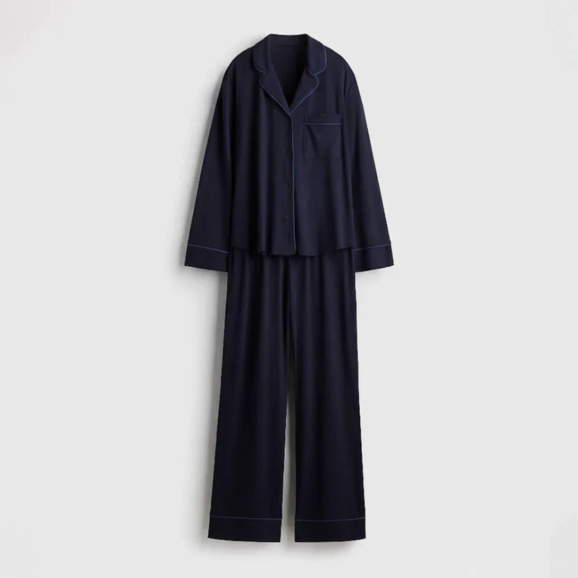 Luxury Navy Blue Sleep Set Linen