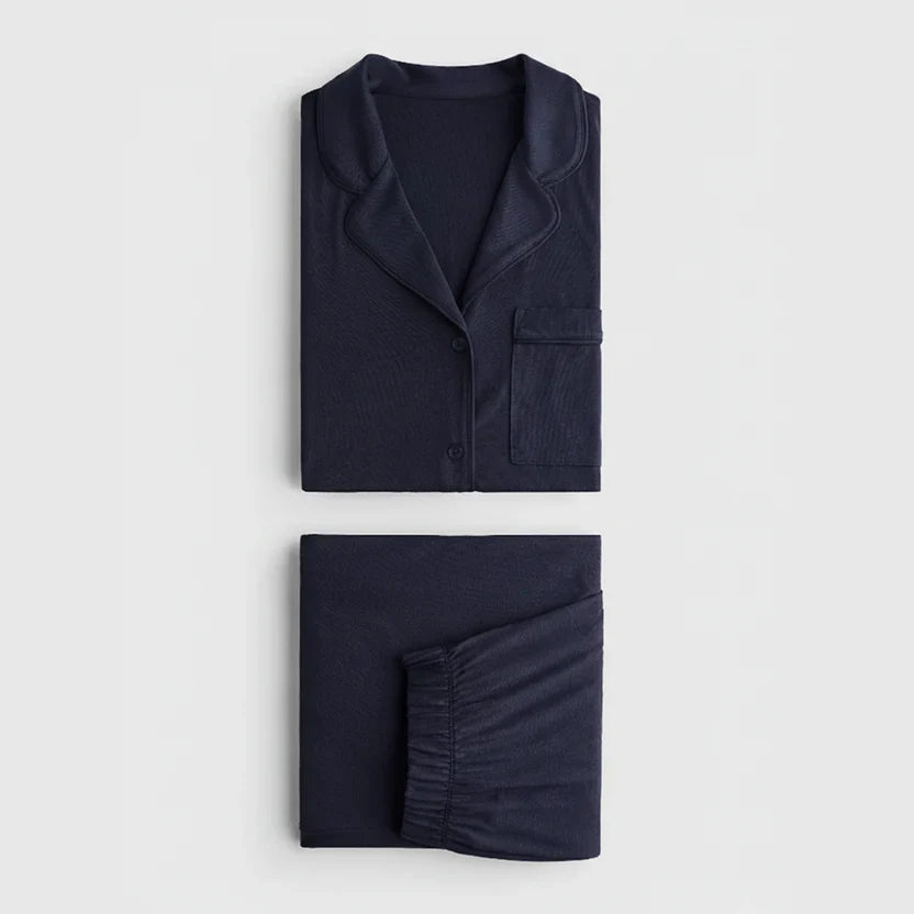 Luxury Navy Blue Sleep Set Linen