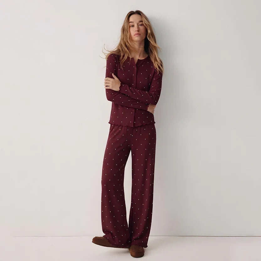 Wenim- Ivory Dream Doted Set - Maroon