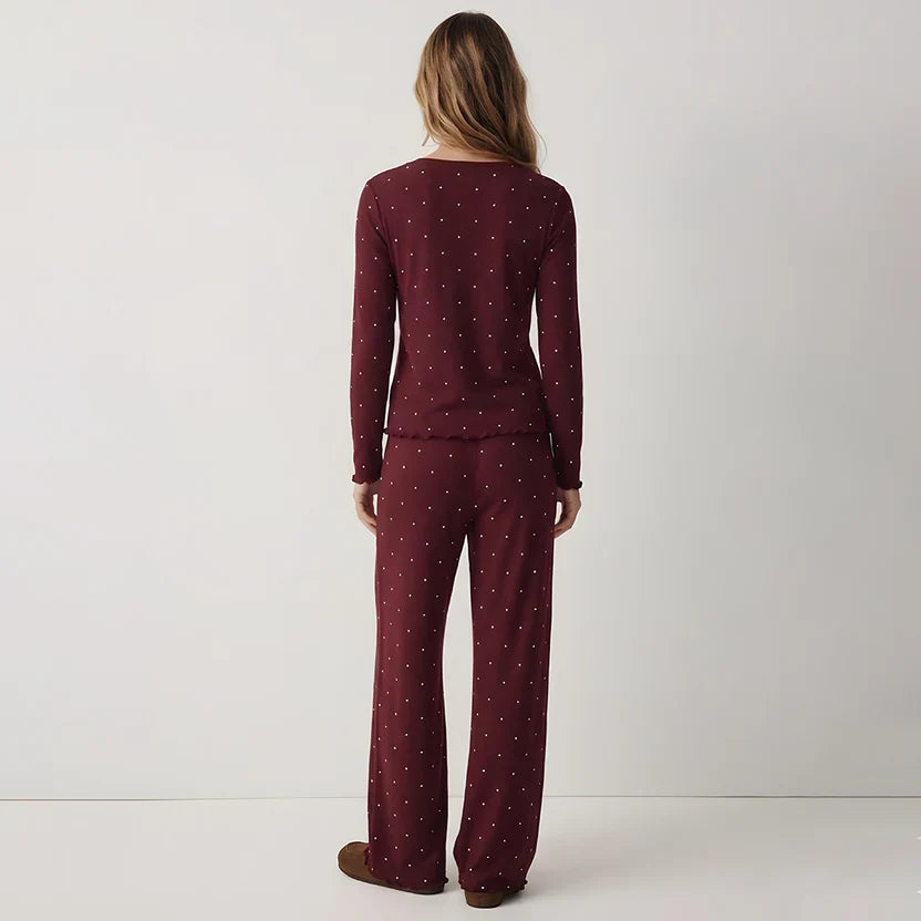 Wenim- Ivory Dream Doted Set - Maroon