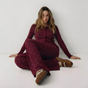 Wenim- Ivory Dream Doted Set - Maroon