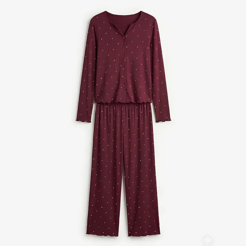 Wenim- Ivory Dream Doted Set - Maroon