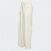 Women Tiro 3-Stripes Wide-leg Pleated Pants - Oat Milk